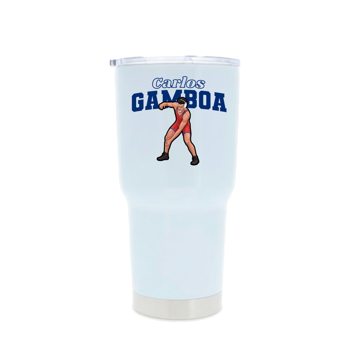 30oz Stainless Steel Tumbler — Name Arch in White