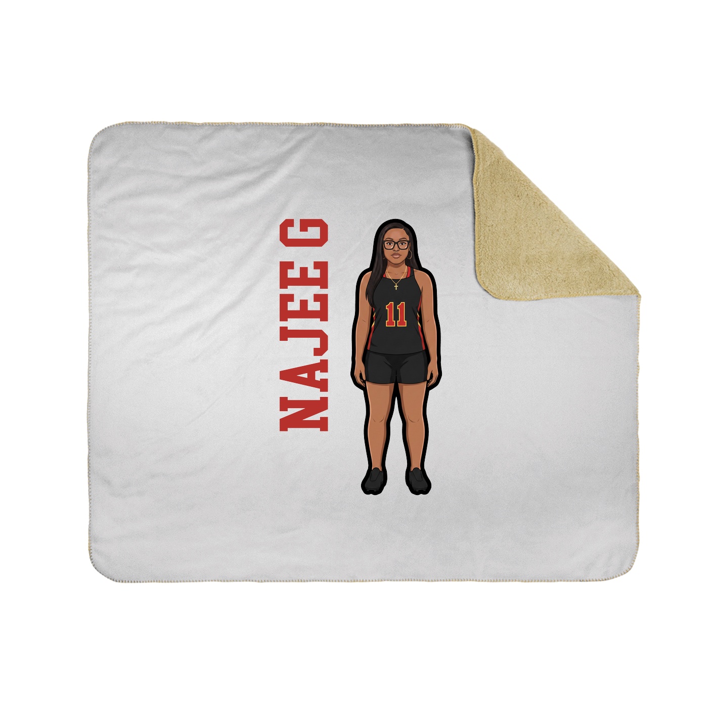 Throw Blanket — Name Vertical in White