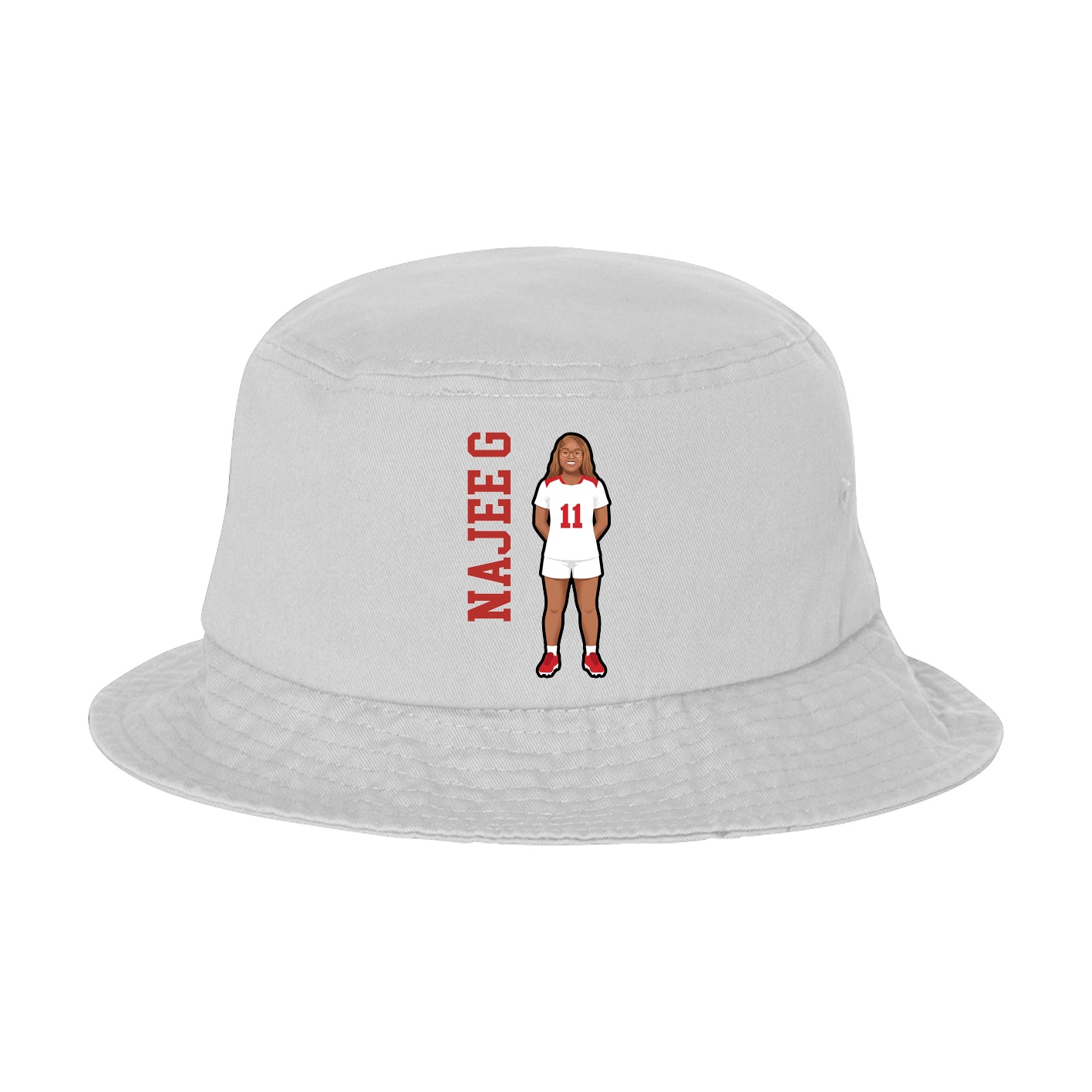 Bucket Cap — Name Vertical in White