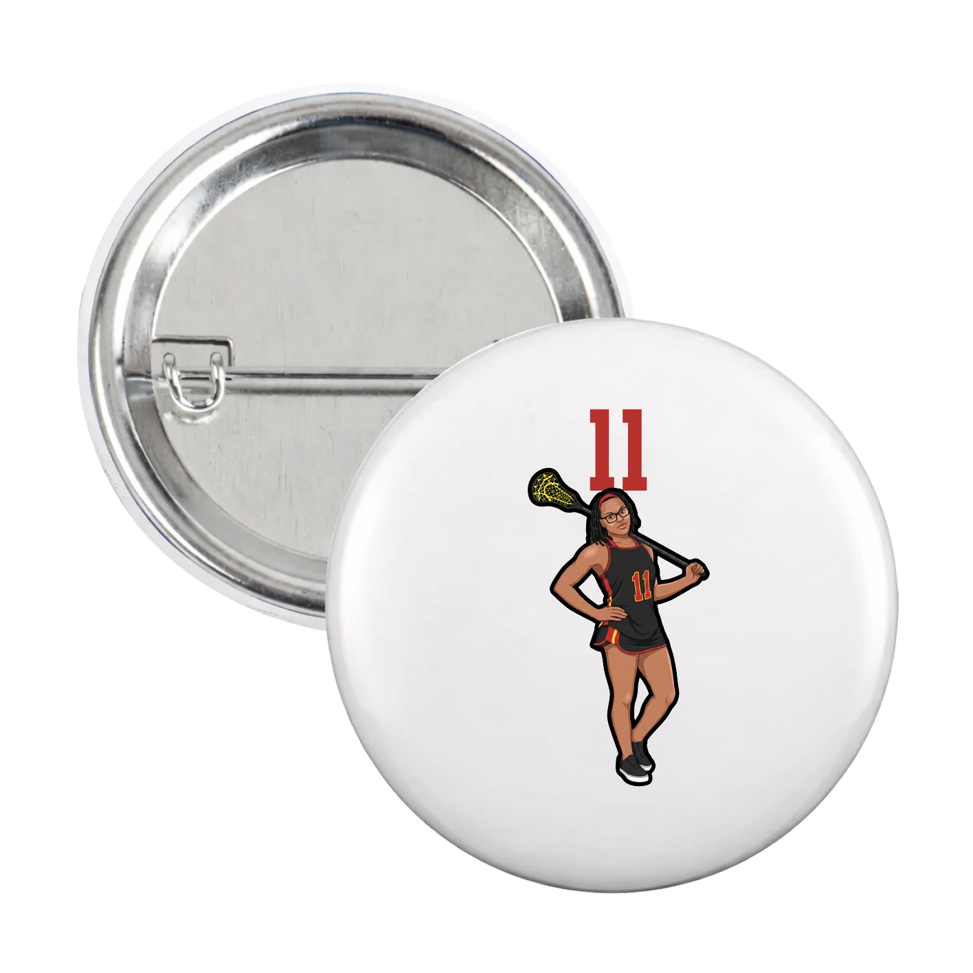 Game Day Button — Number Top in White
