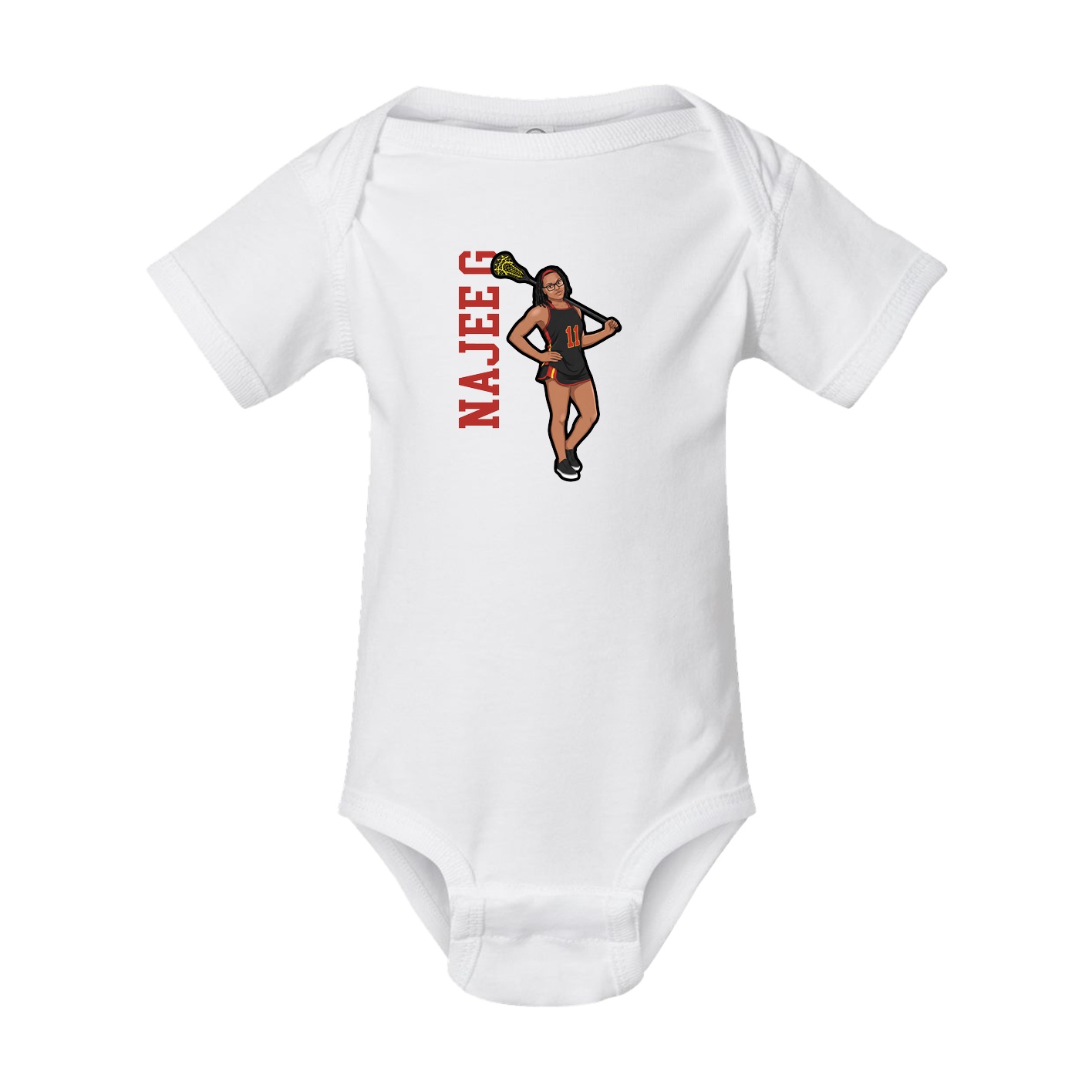 Baby Onesie — Name Vertical in White