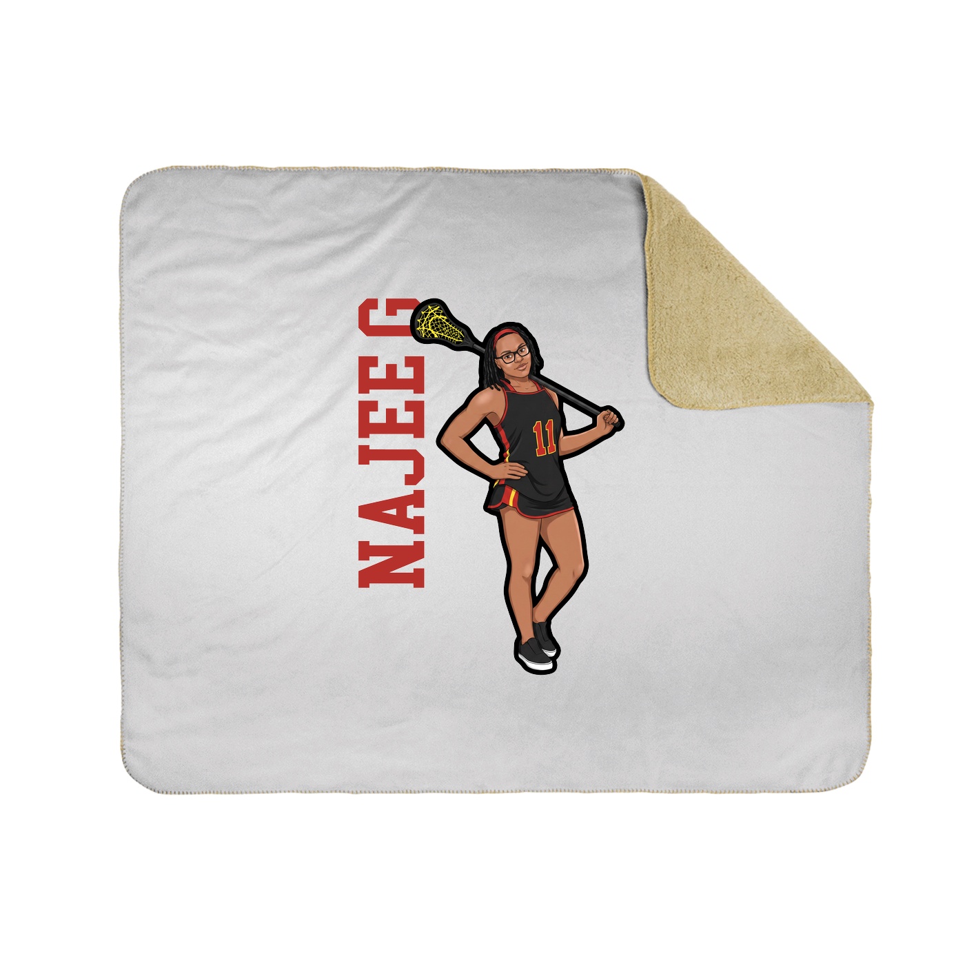 Throw Blanket — Name Vertical in White