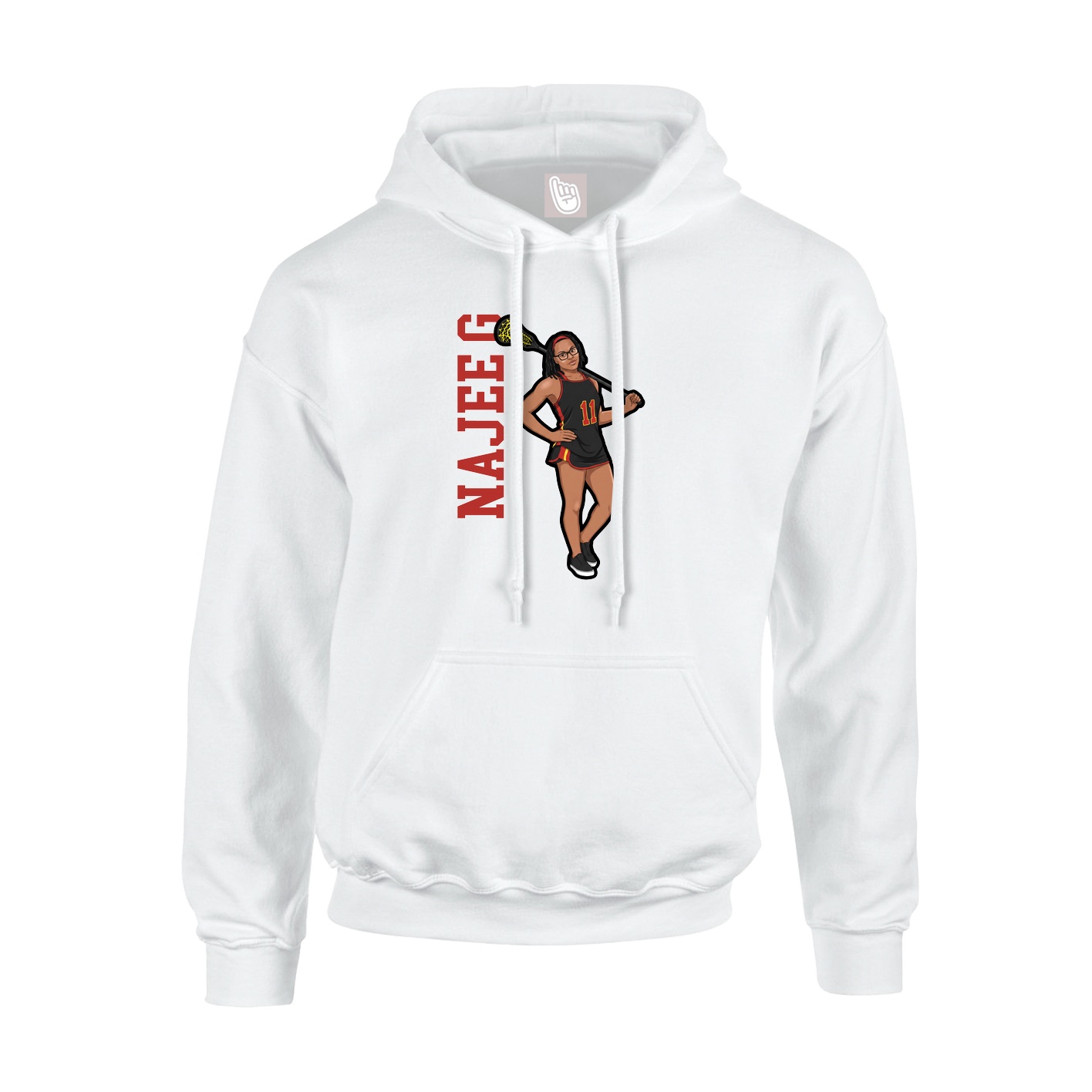 Youth Hoodie — Name Vertical in White