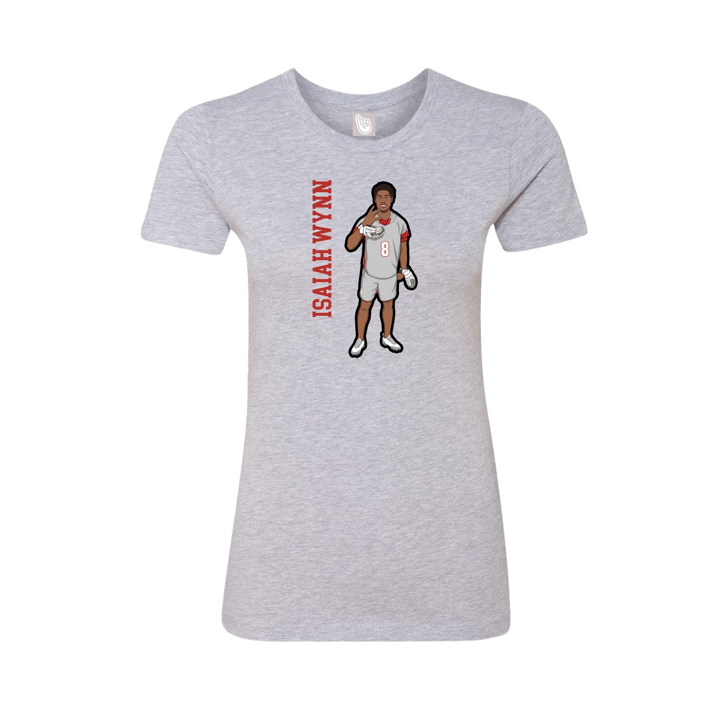 Fitted Women's Tee — Name Vertical in Grey