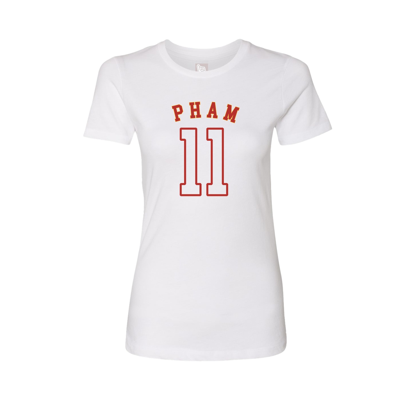 Fitted Women's Tee — Shirsey Arch in White