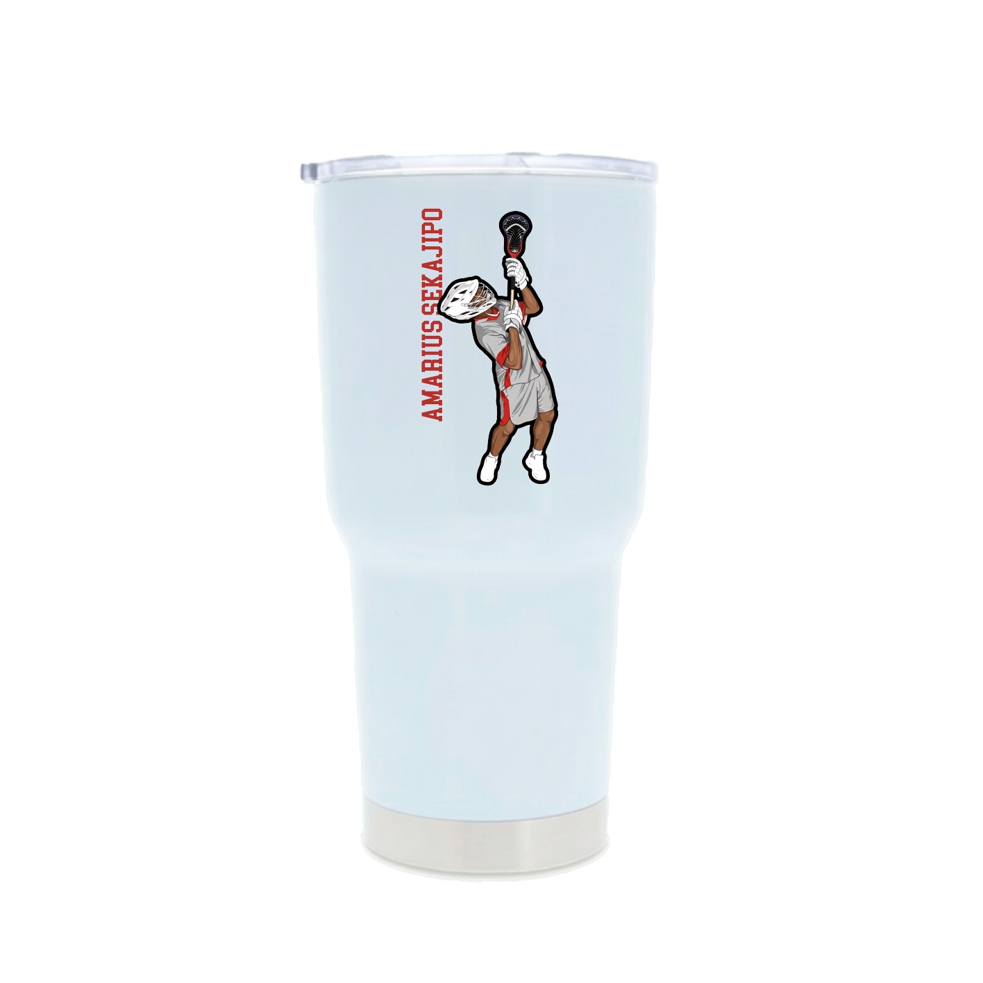 30oz Stainless Steel Tumbler — Name Vertical in White