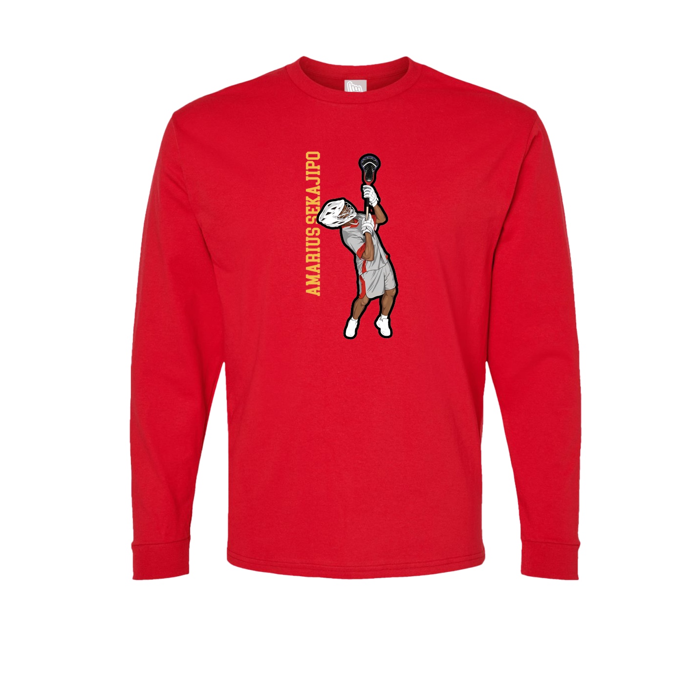 Long Sleeve Tee — Name Vertical in Red