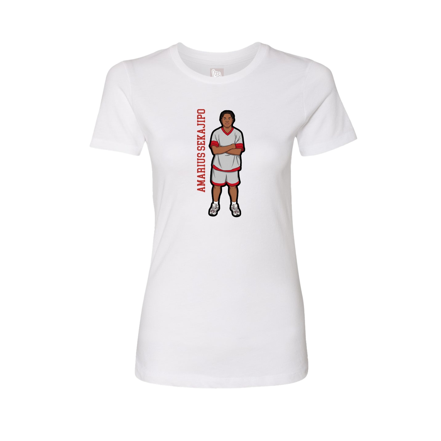 Fitted Women's Tee — Name Vertical in White