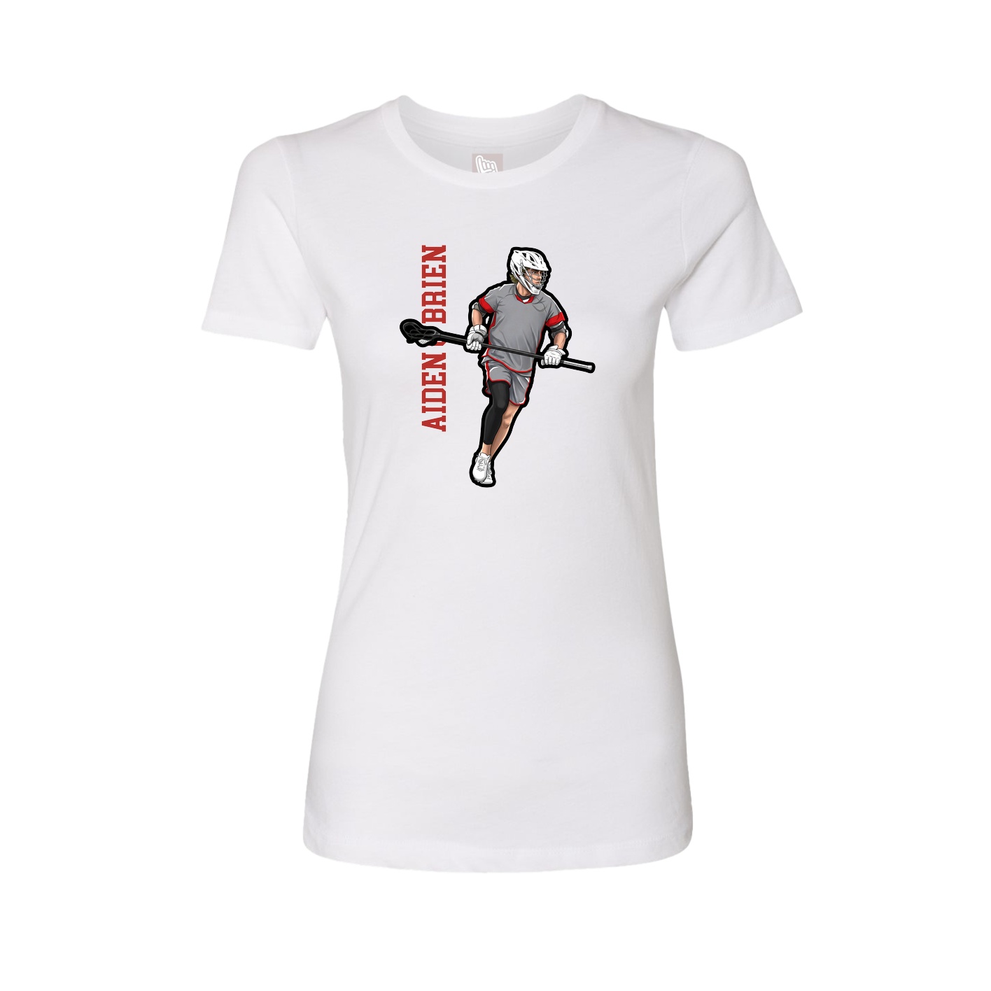 Fitted Women's Tee — Name Vertical in White