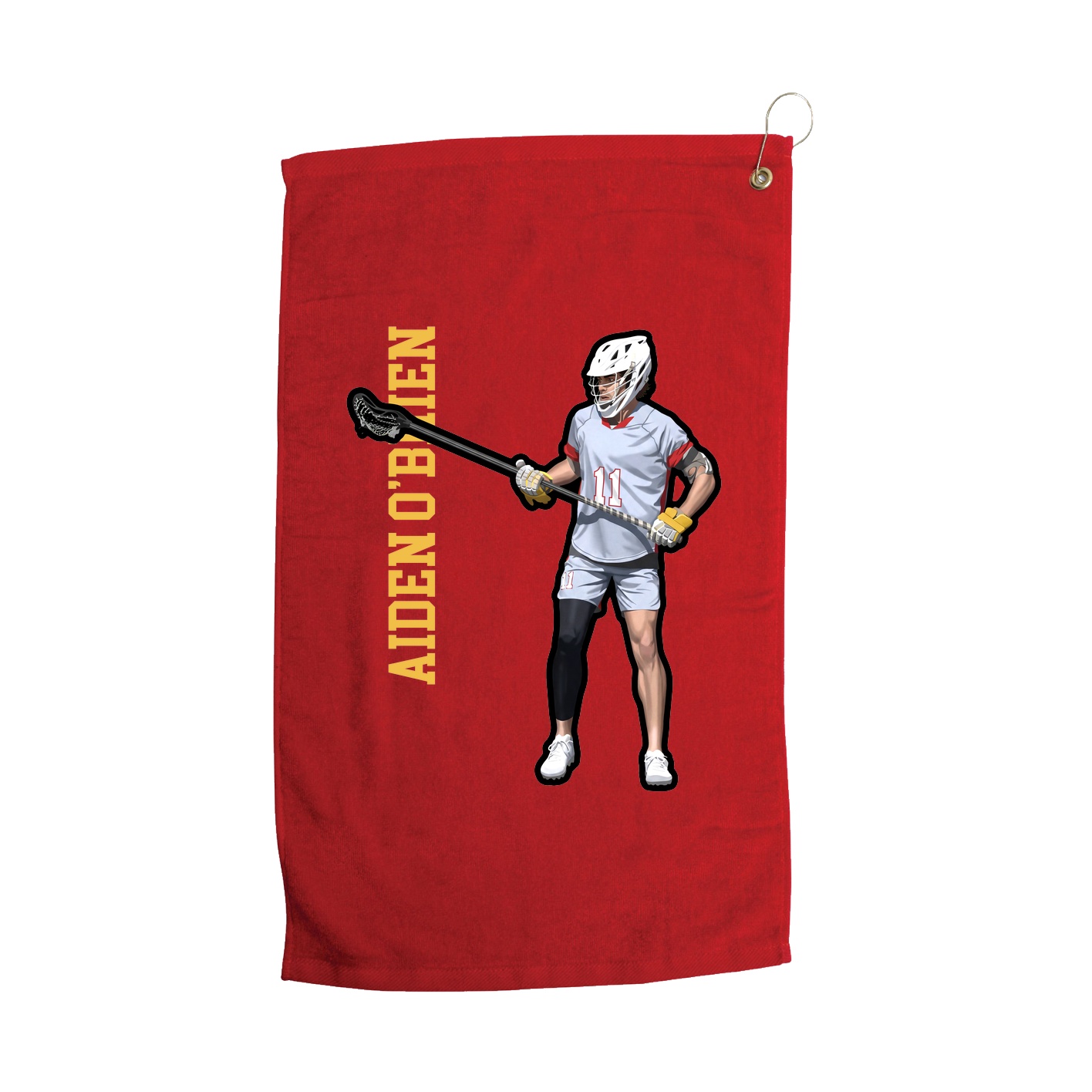 Golf Towel — Name Vertical in Red