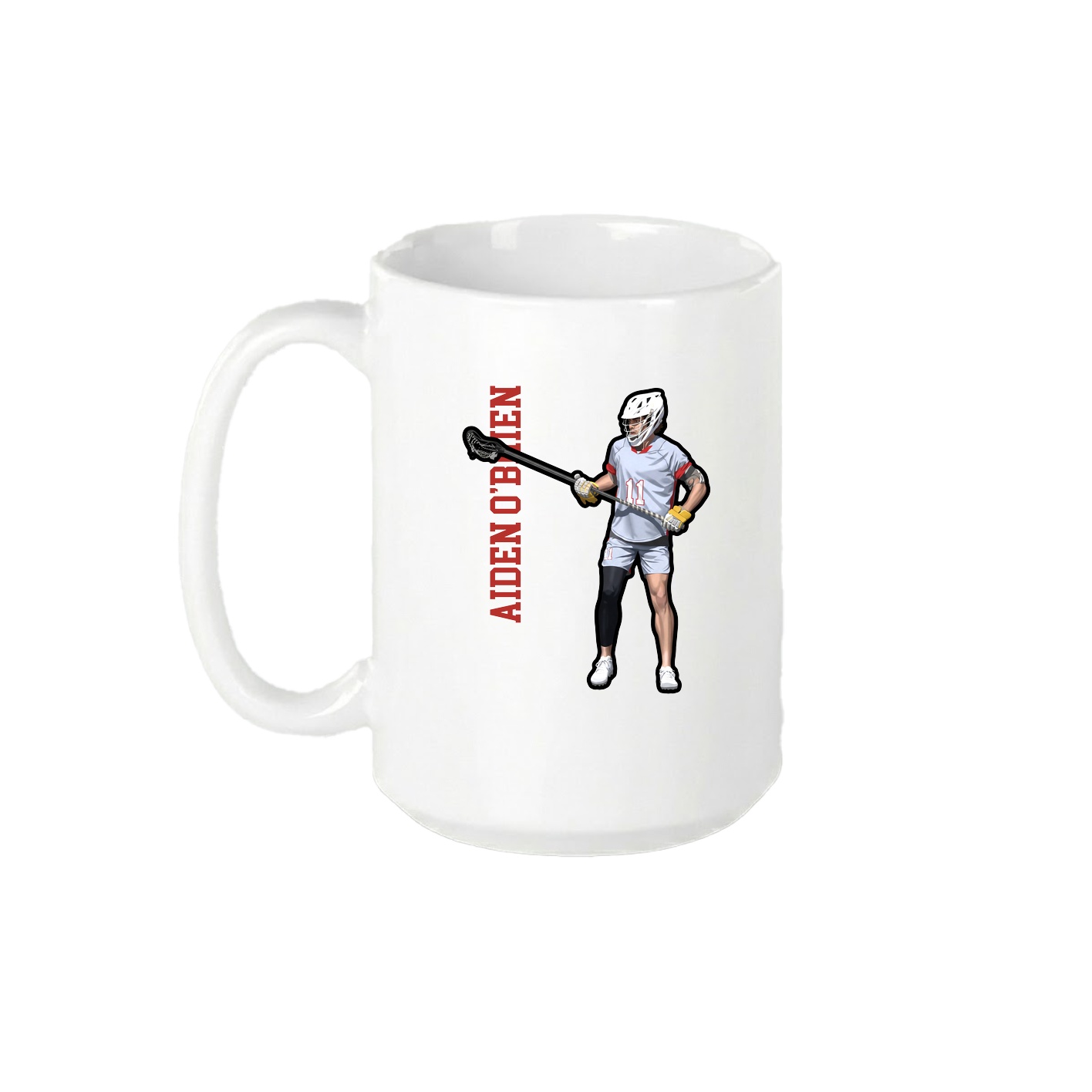 15oz Coffee Mug — Name Vertical in White