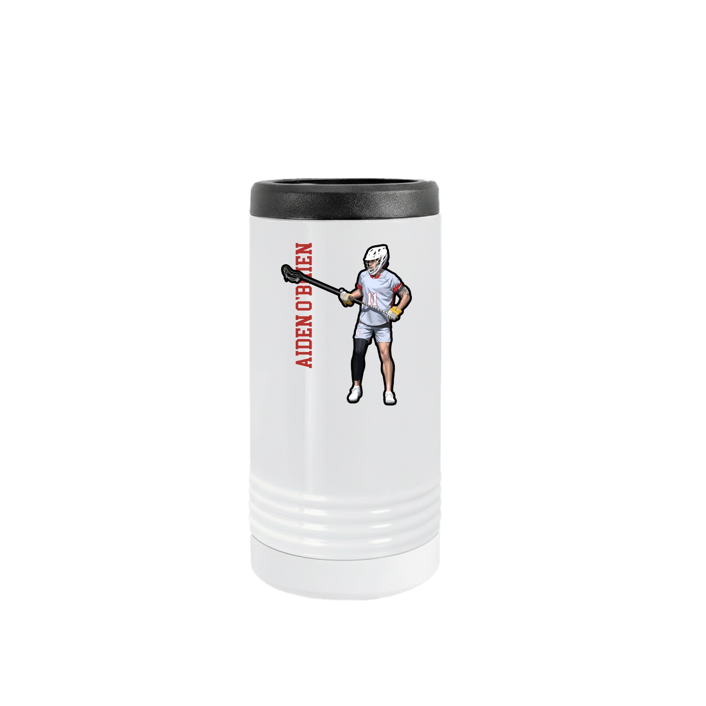 Slim Beverage Holder — Name Vertical in White