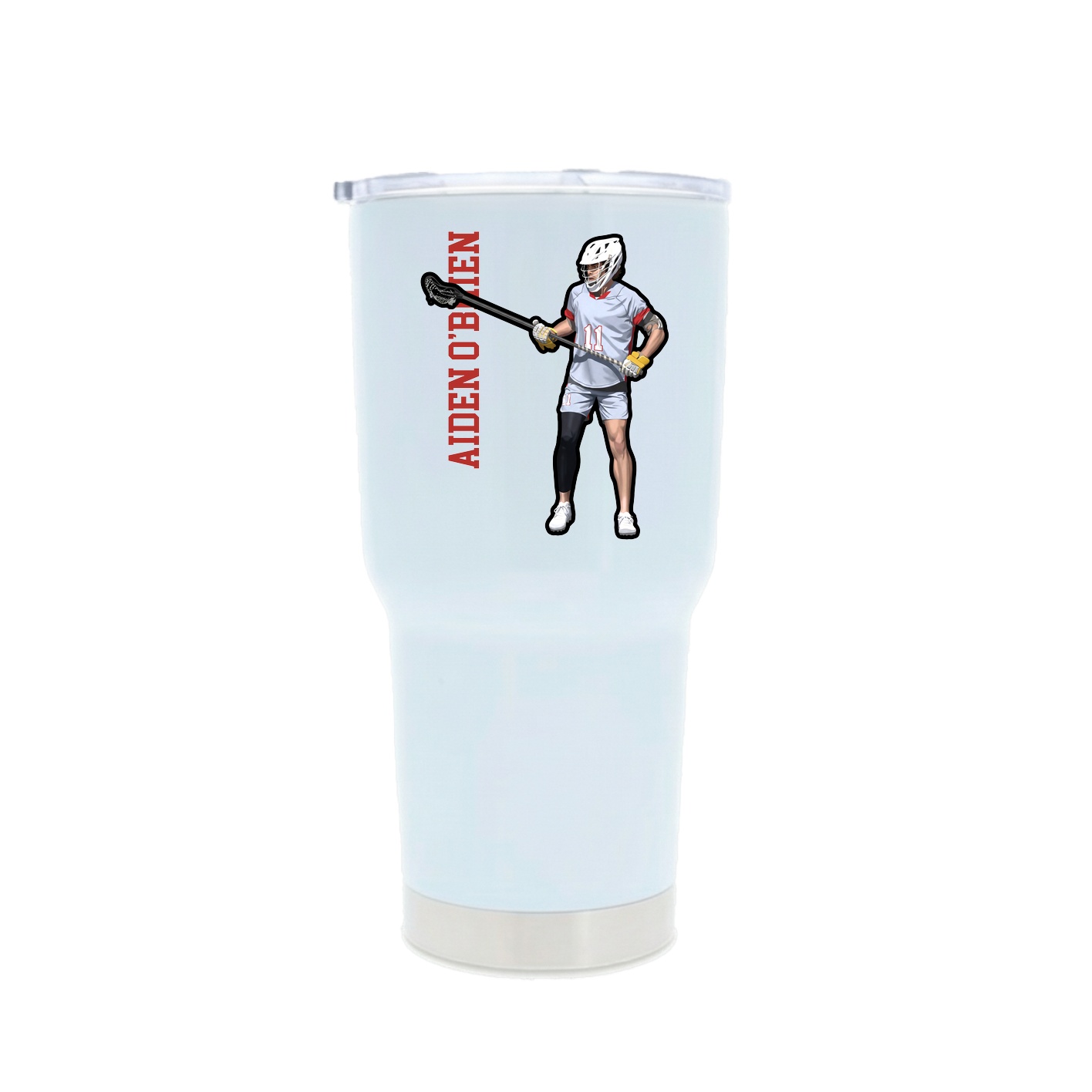 30oz Stainless Steel Tumbler — Name Vertical in White