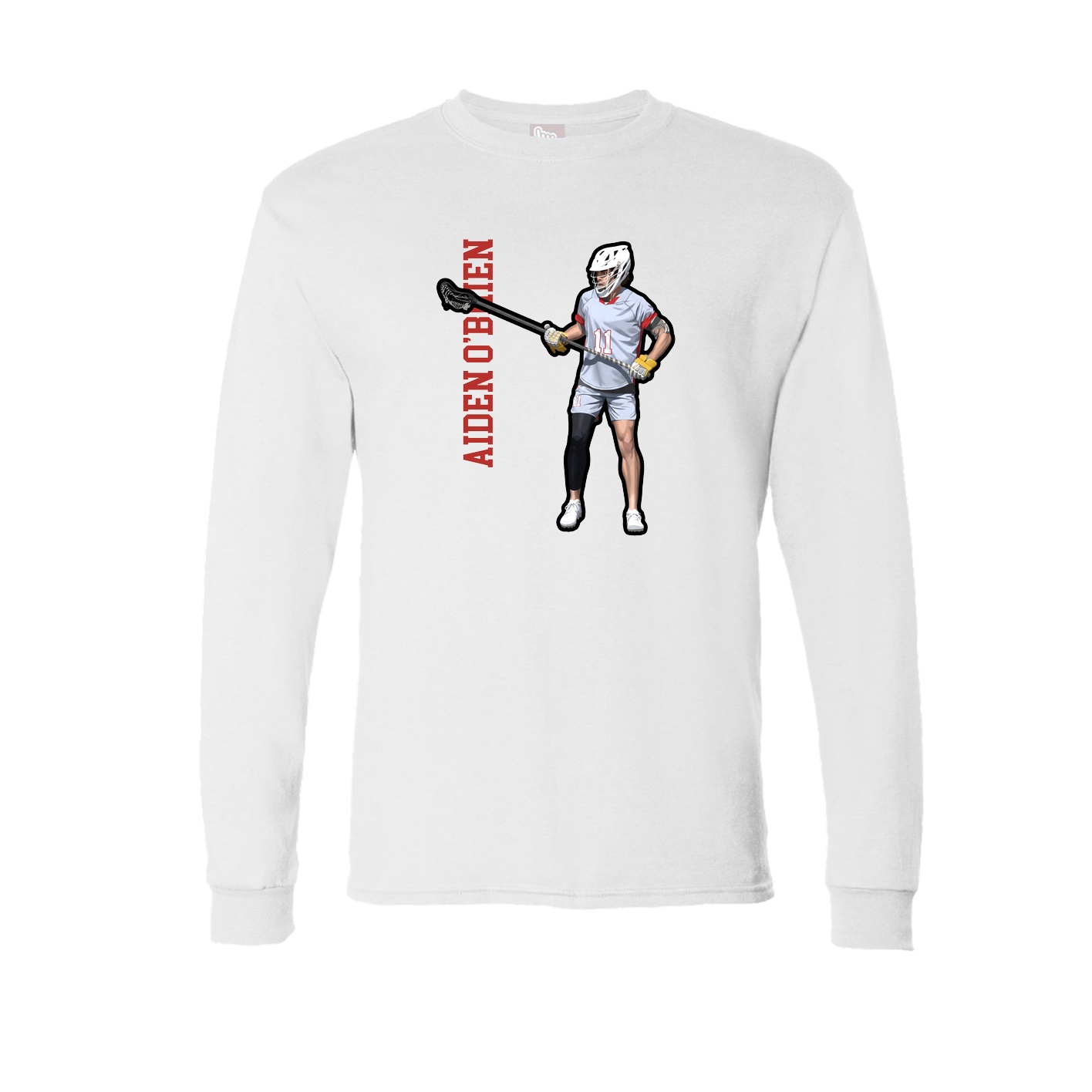 Long Sleeve Tee — Name Vertical in White