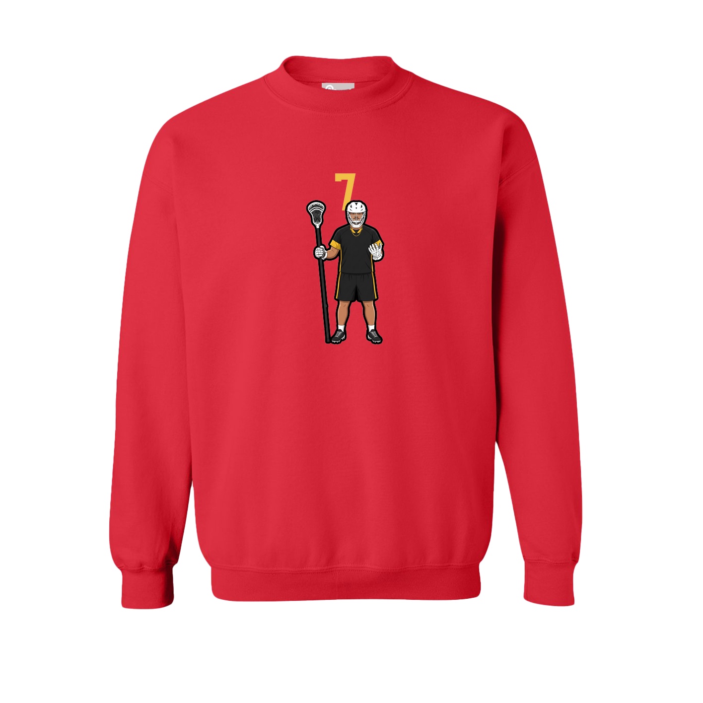 Fleece Crew — Number Top in Red