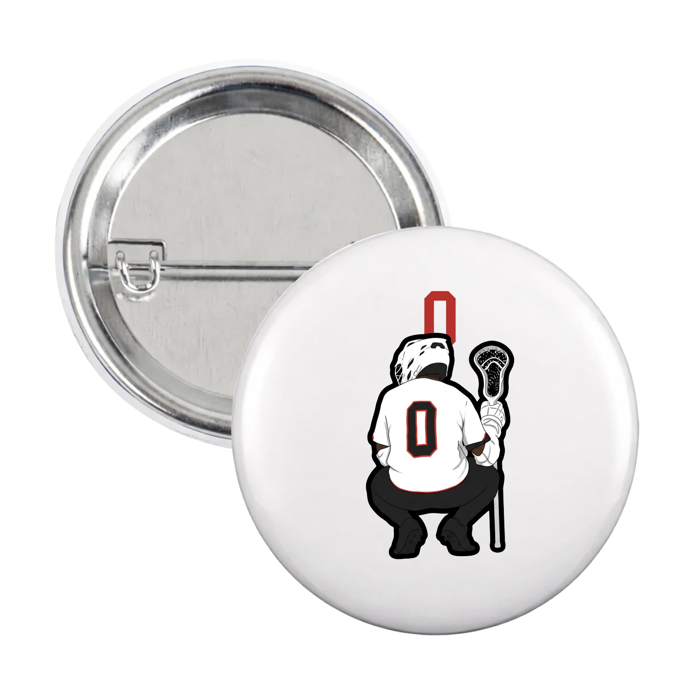 Game Day Button — Number Top in White