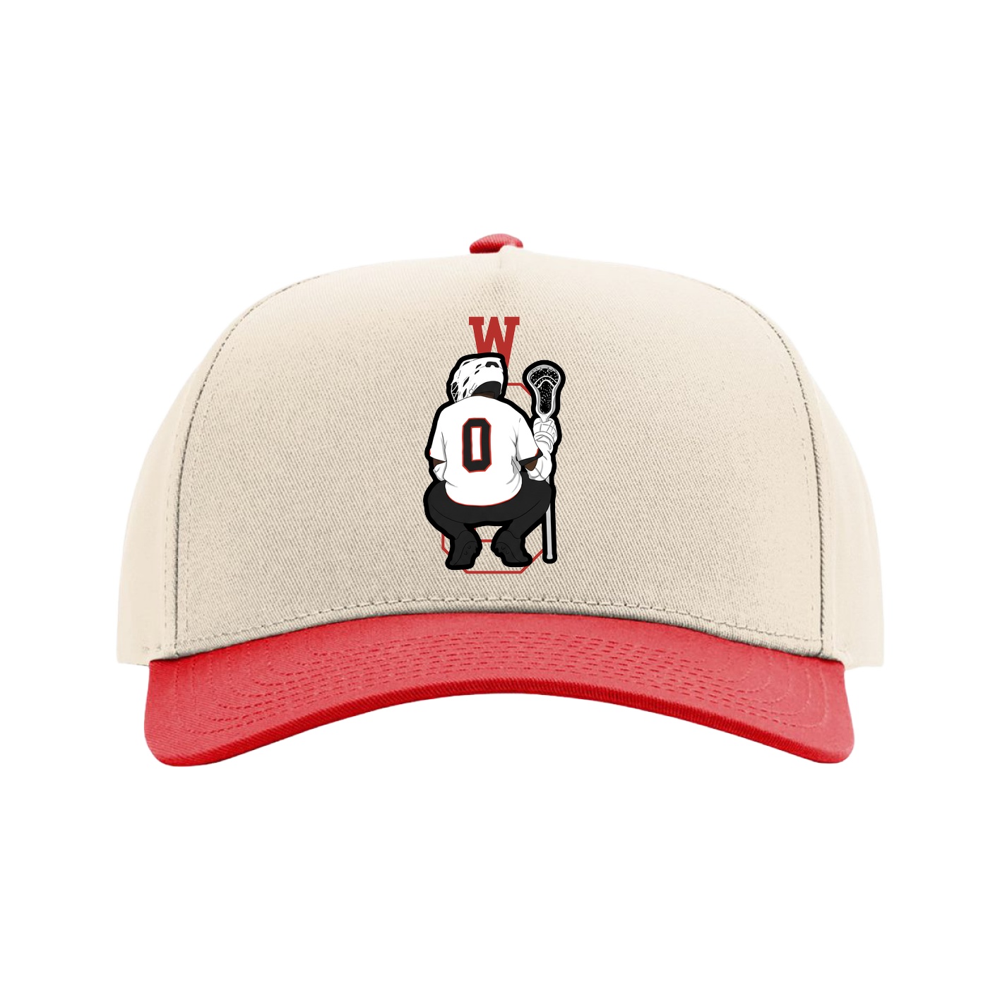 Full Fabric Five-Panel Champ Cap — Shirsey in Cream/Red