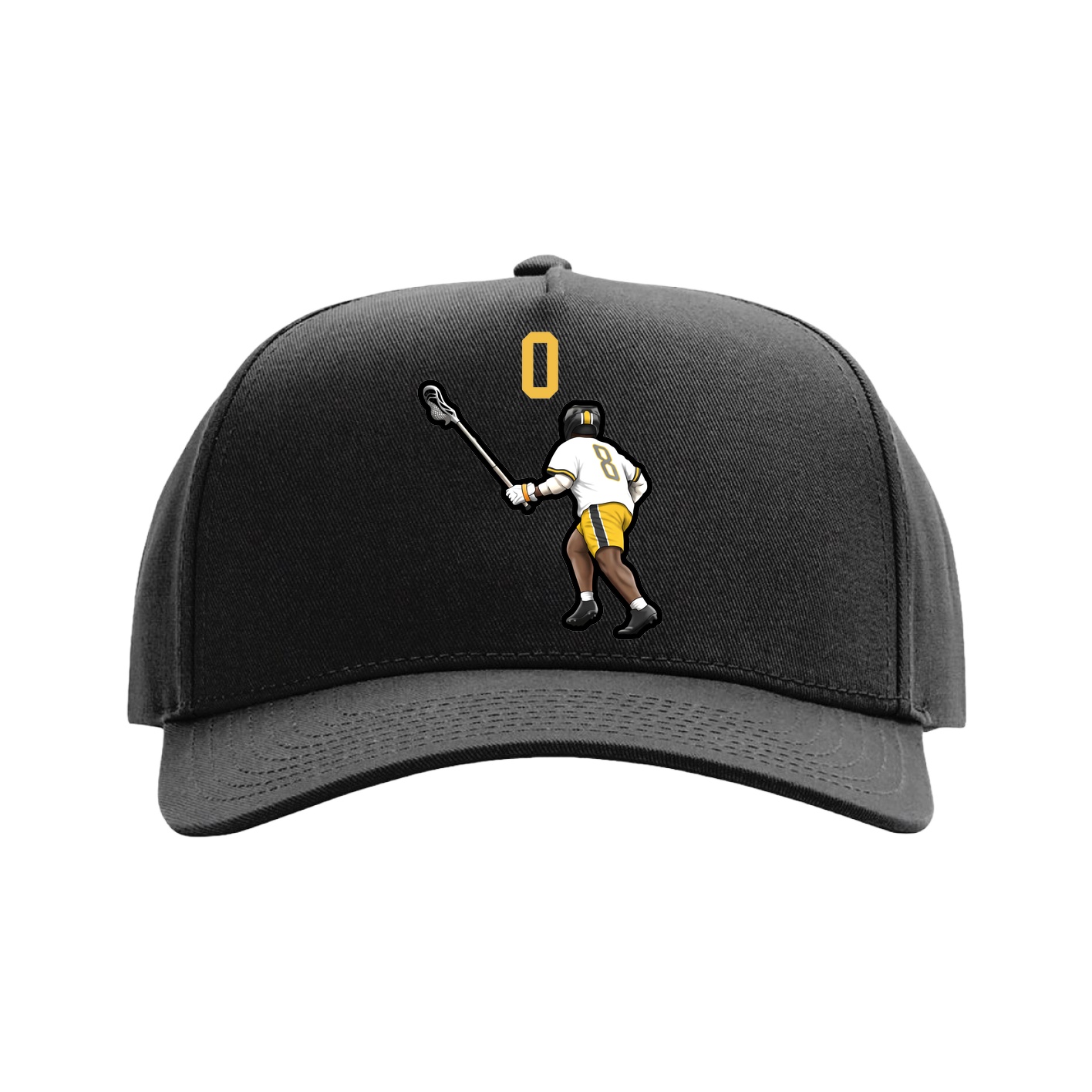 Full Fabric Five-Panel Champ Cap — Number Top in Black
