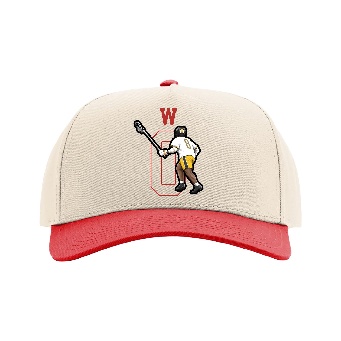 Full Fabric Five-Panel Champ Cap — Shirsey in Cream/Red