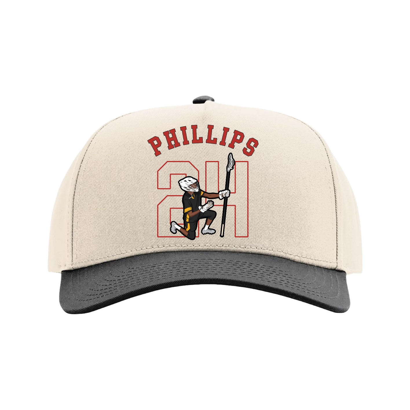 Full Fabric Five-Panel Champ Cap — Shirsey Arch in Cream/Black