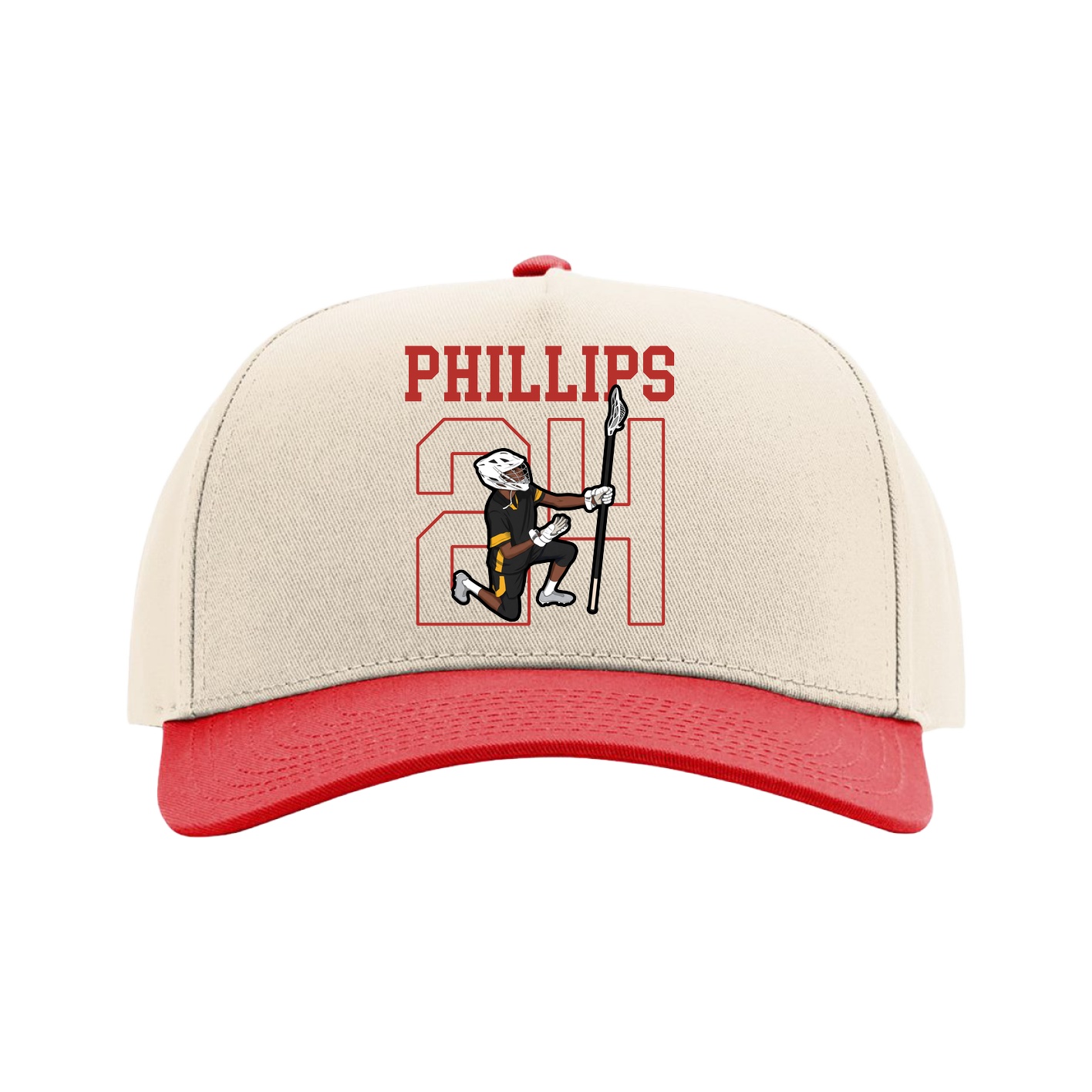 Full Fabric Five-Panel Champ Cap — Shirsey in Cream/Red