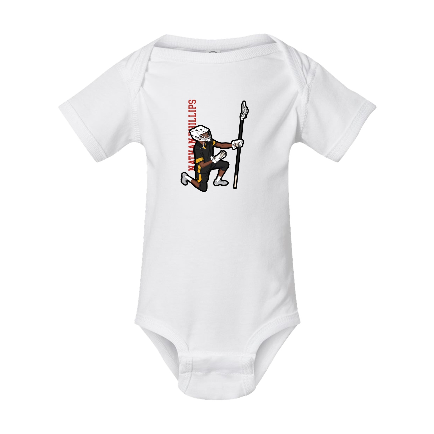 Baby Onesie — Name Vertical in White