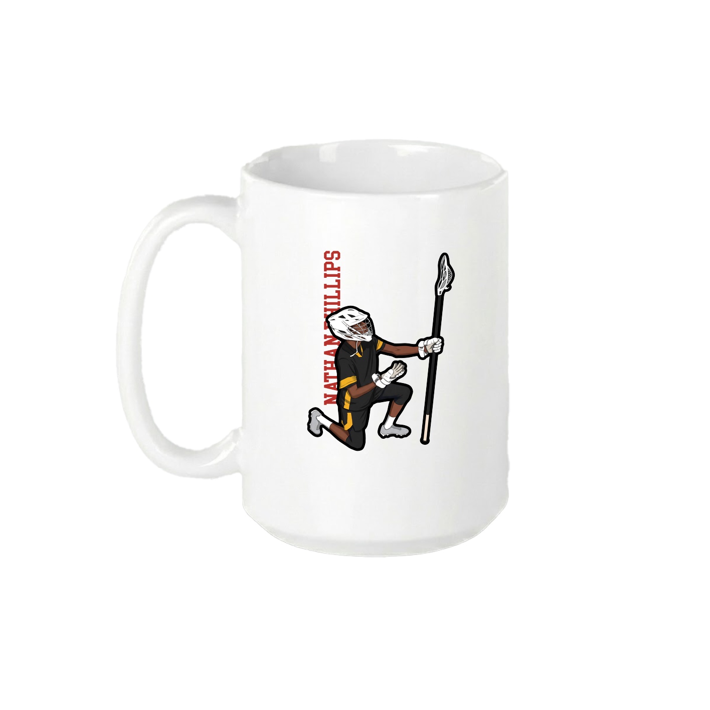 15oz Coffee Mug — Name Vertical in White