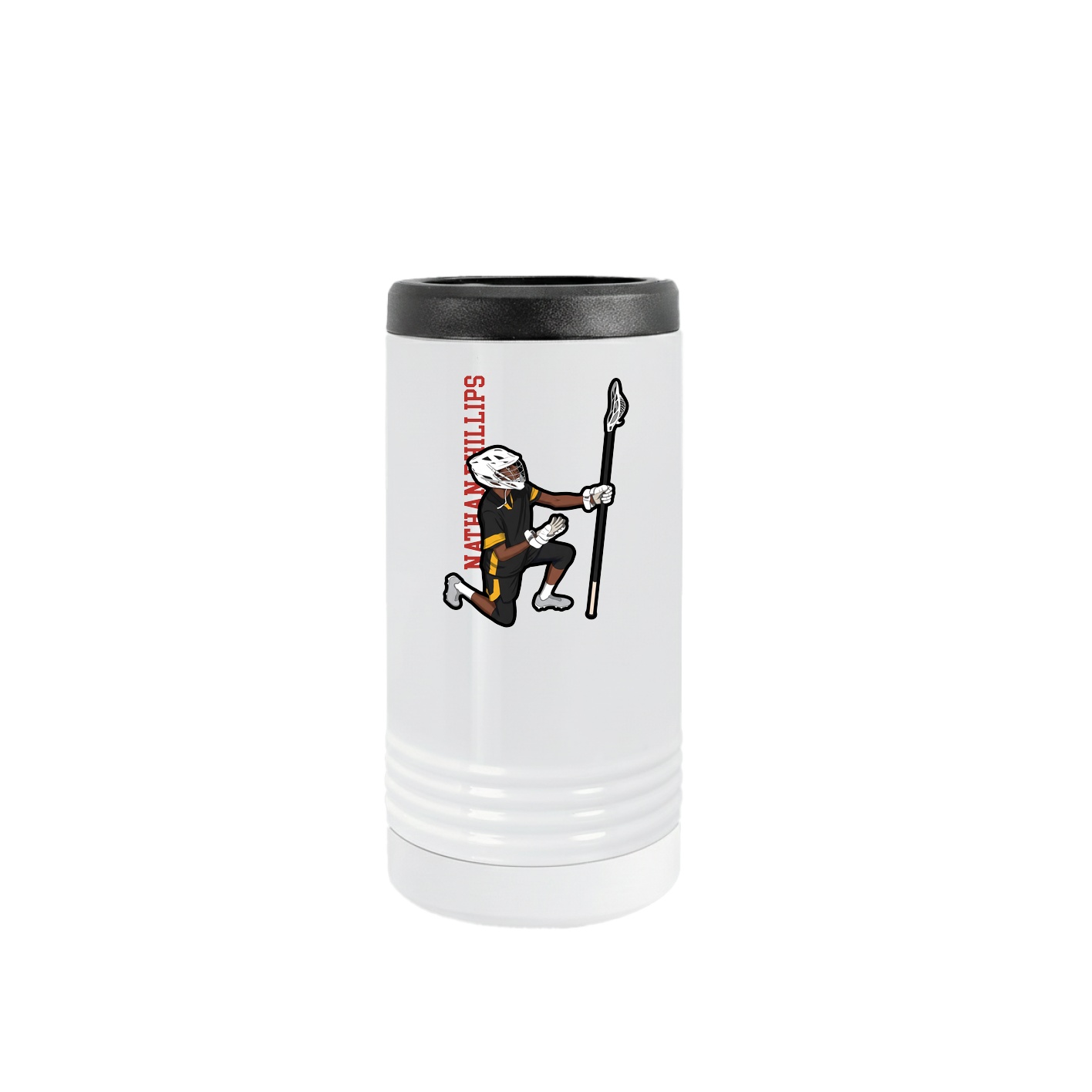 Slim Beverage Holder — Name Vertical in White