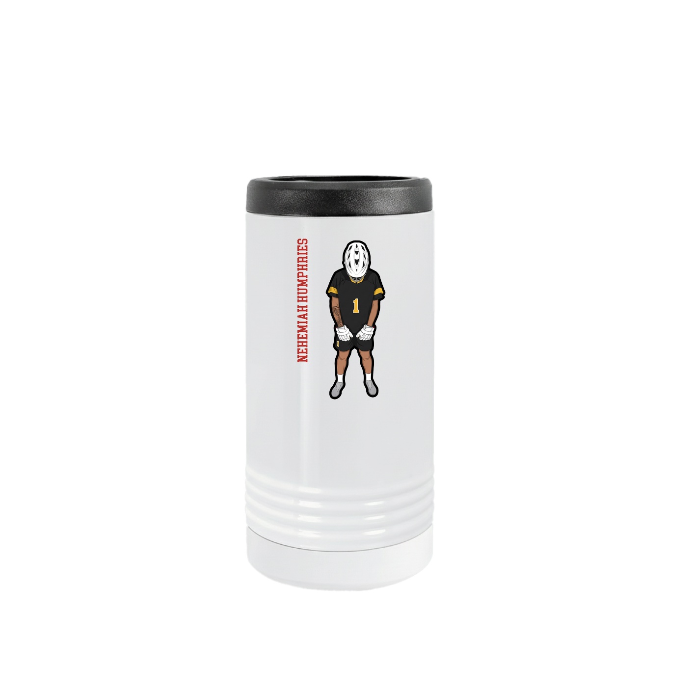 Slim Beverage Holder — Name Vertical in White
