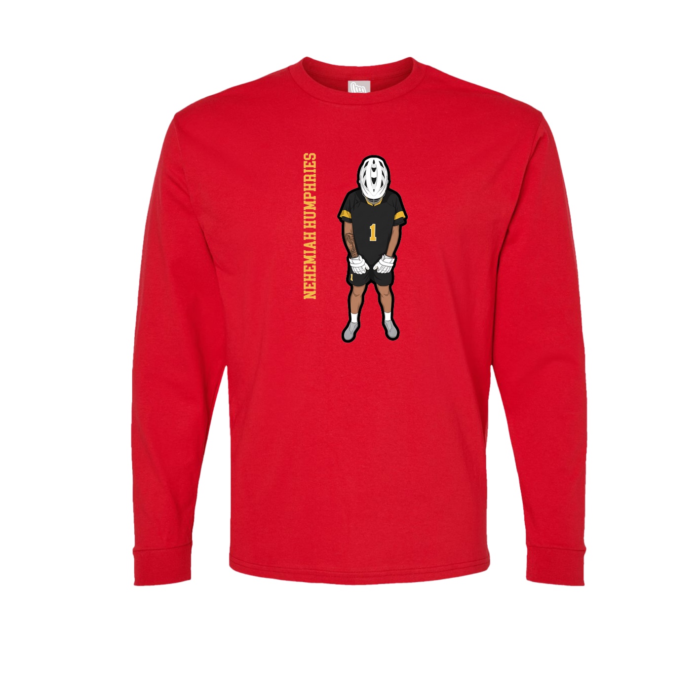 Long Sleeve Tee — Name Vertical in Red