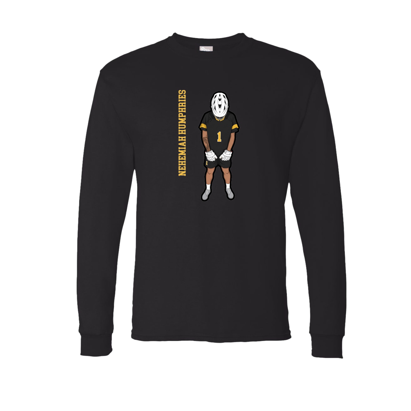 Long Sleeve Tee — Name Vertical in Black