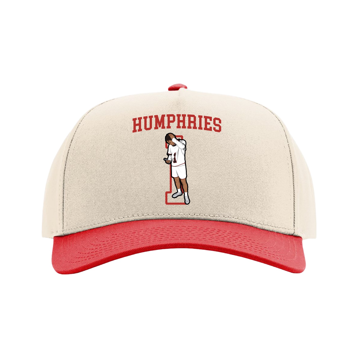 Full Fabric Five-Panel Champ Cap — Shirsey in Cream/Red