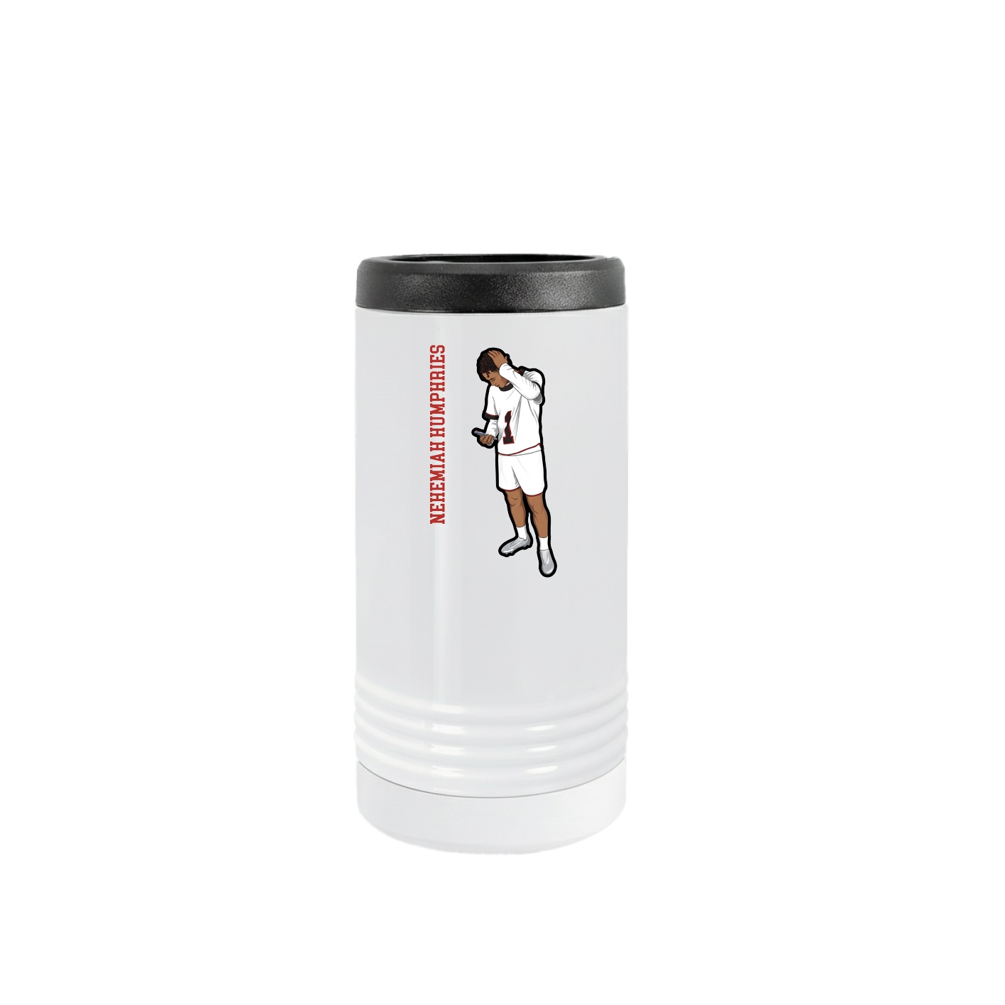 Slim Beverage Holder — Name Vertical in White