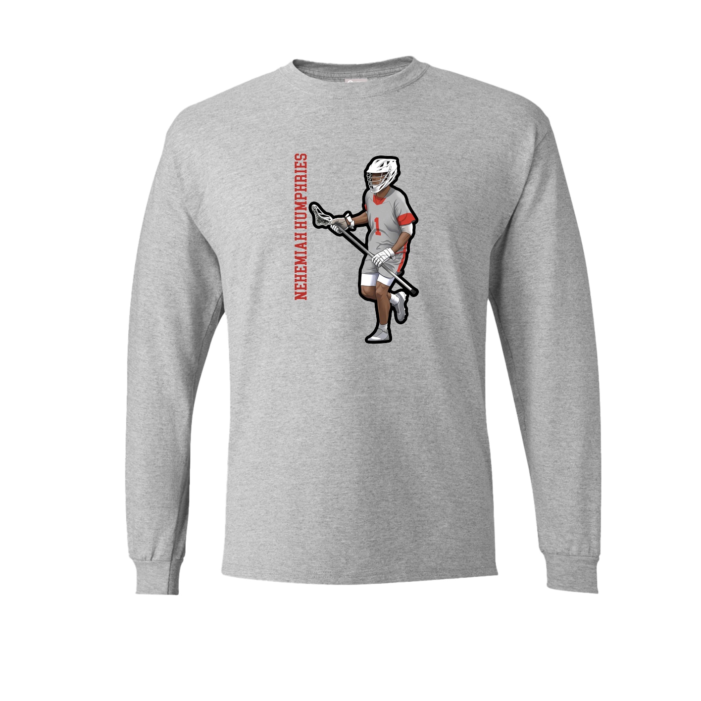 Long Sleeve Tee — Name Vertical in Grey