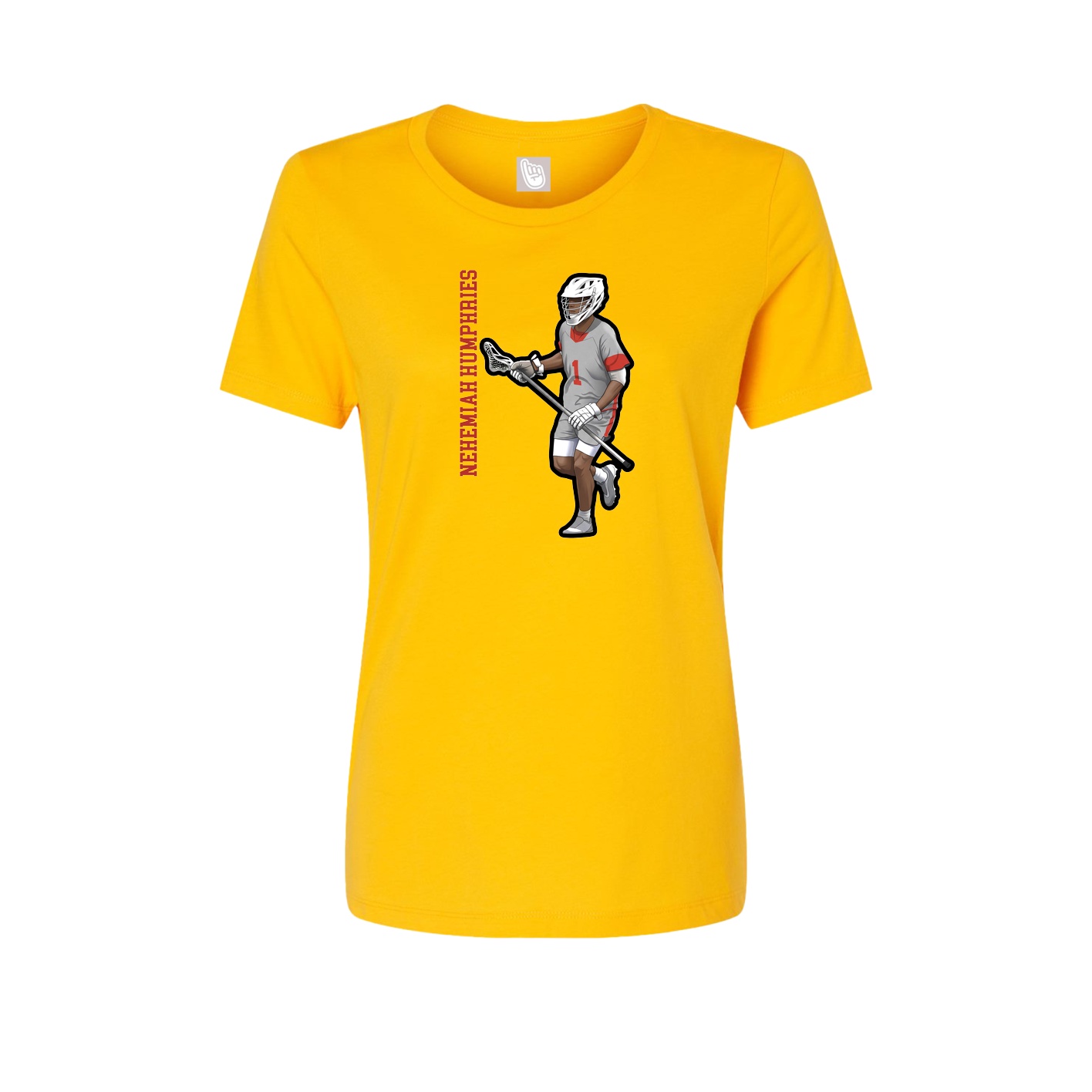 Fitted Women's Tee — Name Vertical in Gold