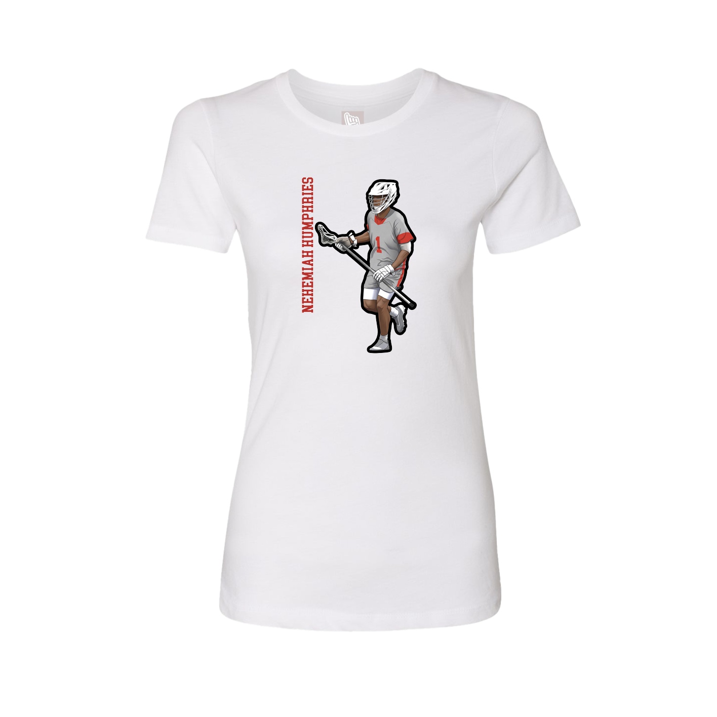 Womens Tee — Name Vertical in White