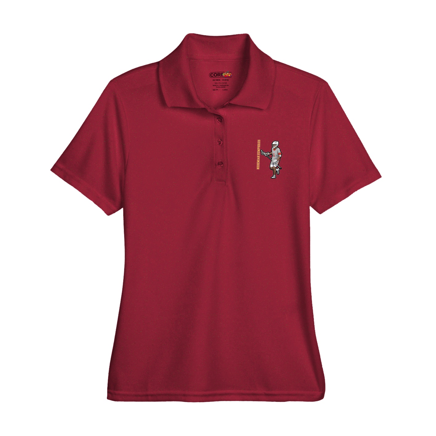 Womens Performance Polo — Name Vertical in Red