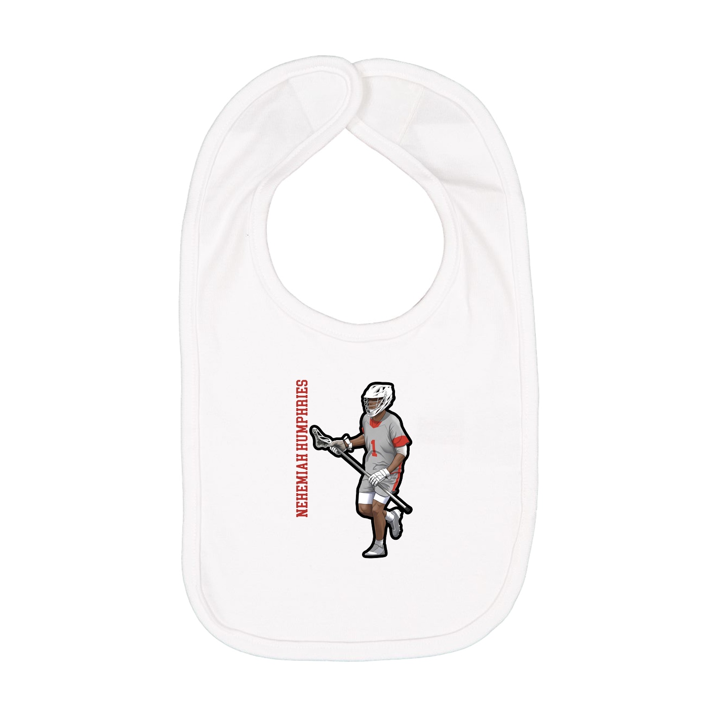 Infant Bib — Name Vertical in White