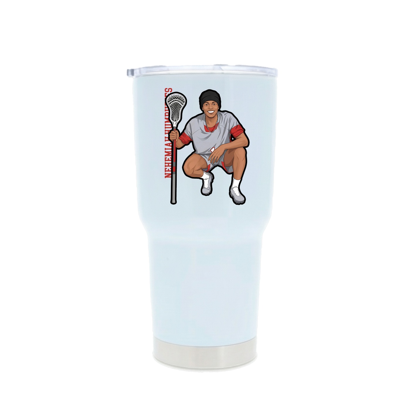 30oz Stainless Steel Tumbler — Name Vertical in White