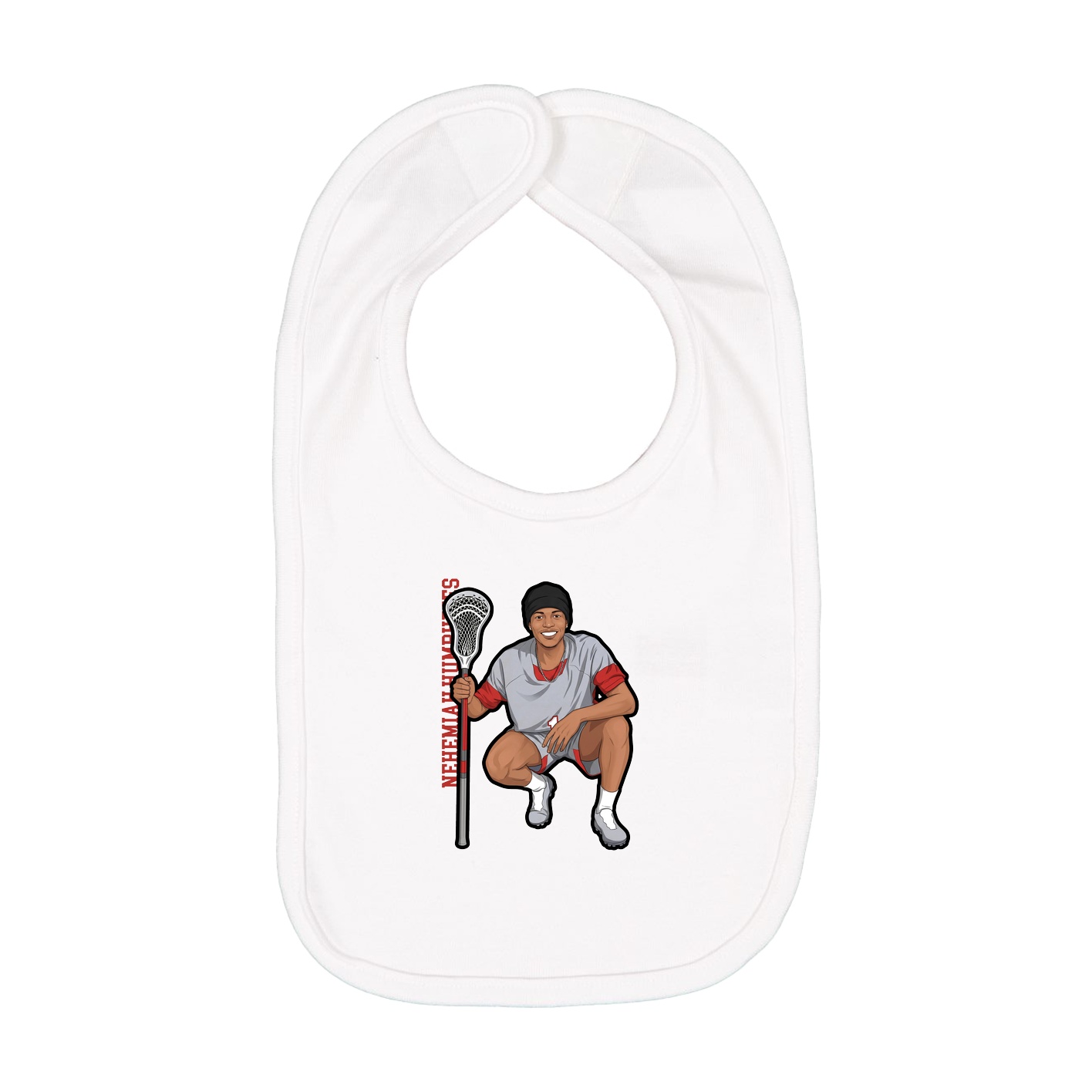 Infant Bib — Name Vertical in White