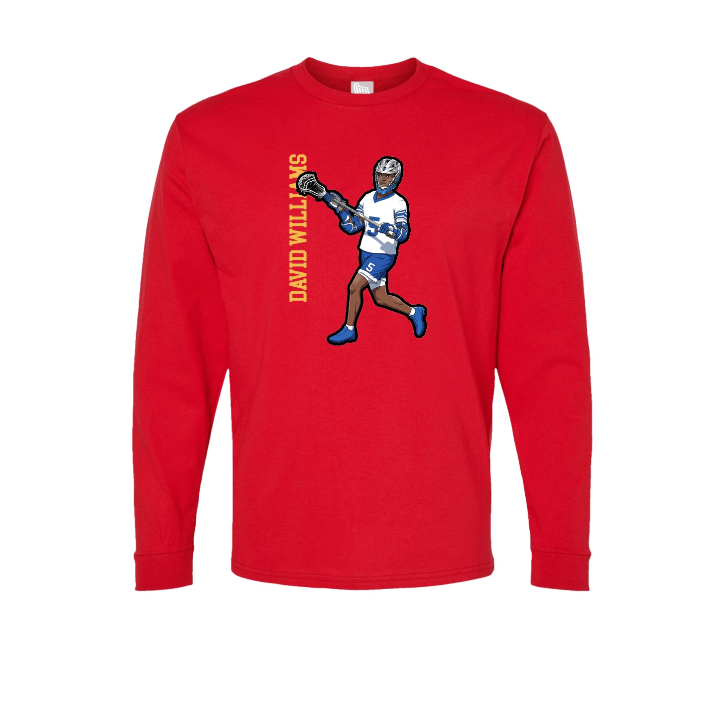 Long Sleeve Tee — Name Vertical in Red