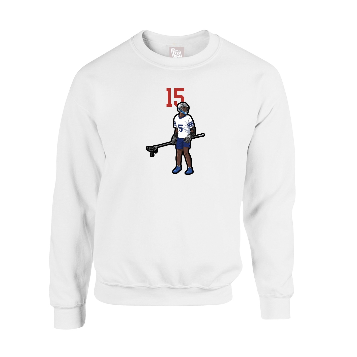 Fleece Crew — Number Top in White