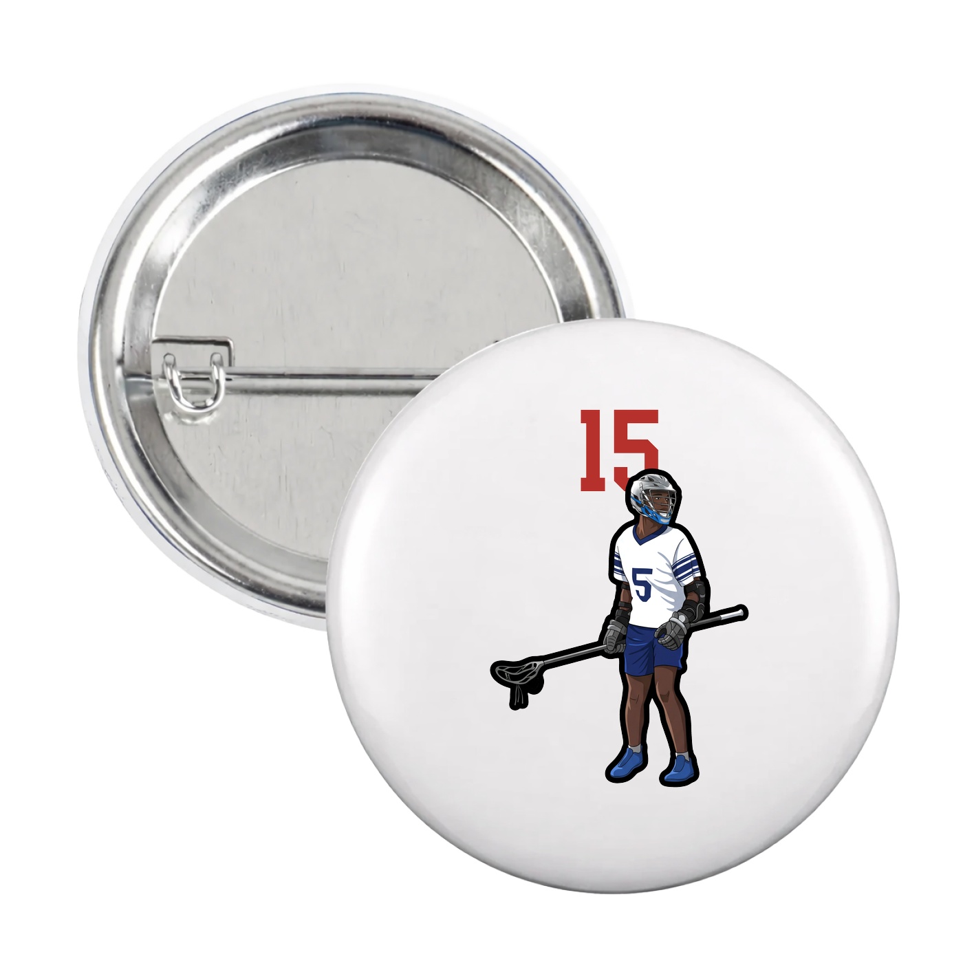 Game Day Button — Number Top in White