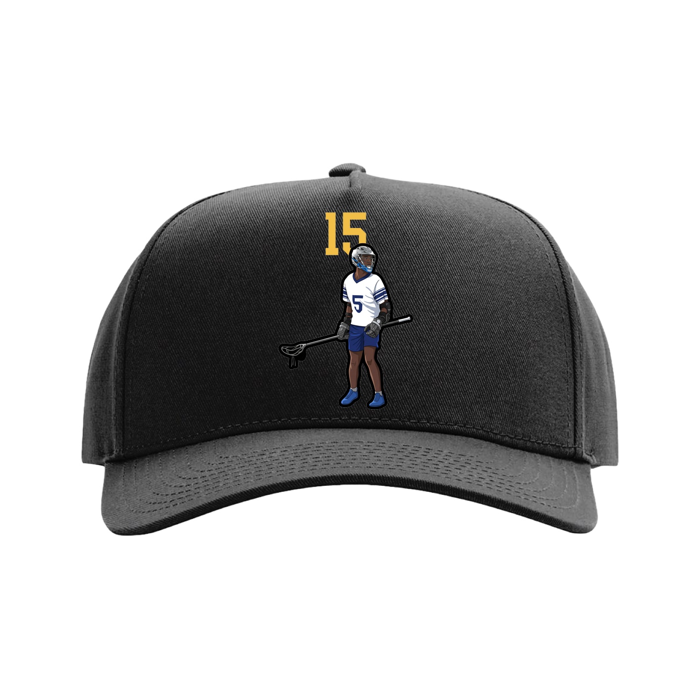 Full Fabric Five-Panel Champ Cap — Number Top in Black