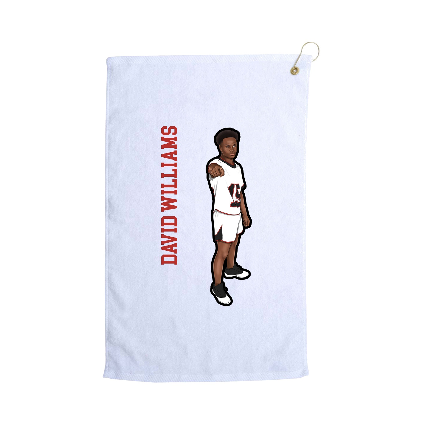 Golf Towel — Name Vertical in White