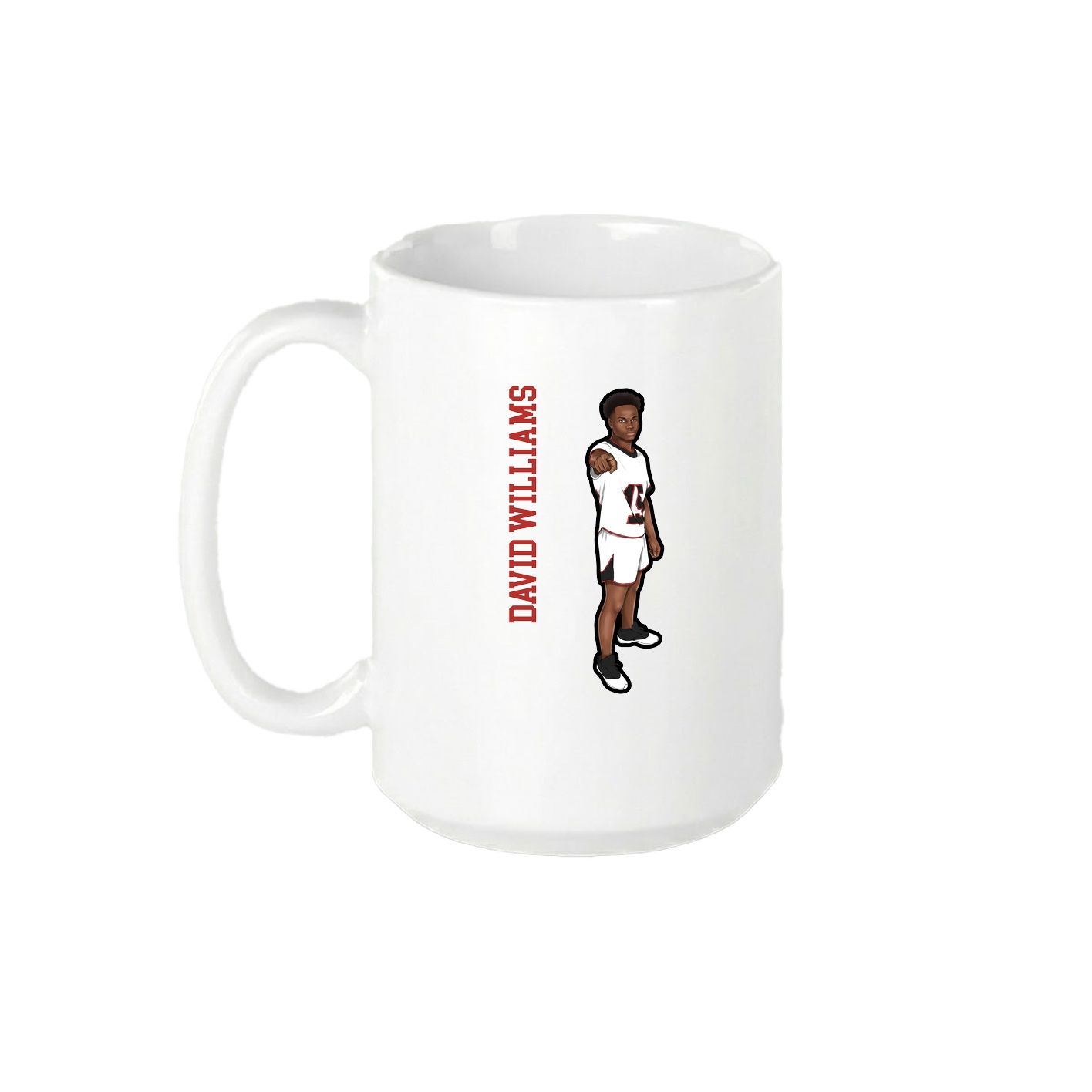 15oz Coffee Mug — Name Vertical in White