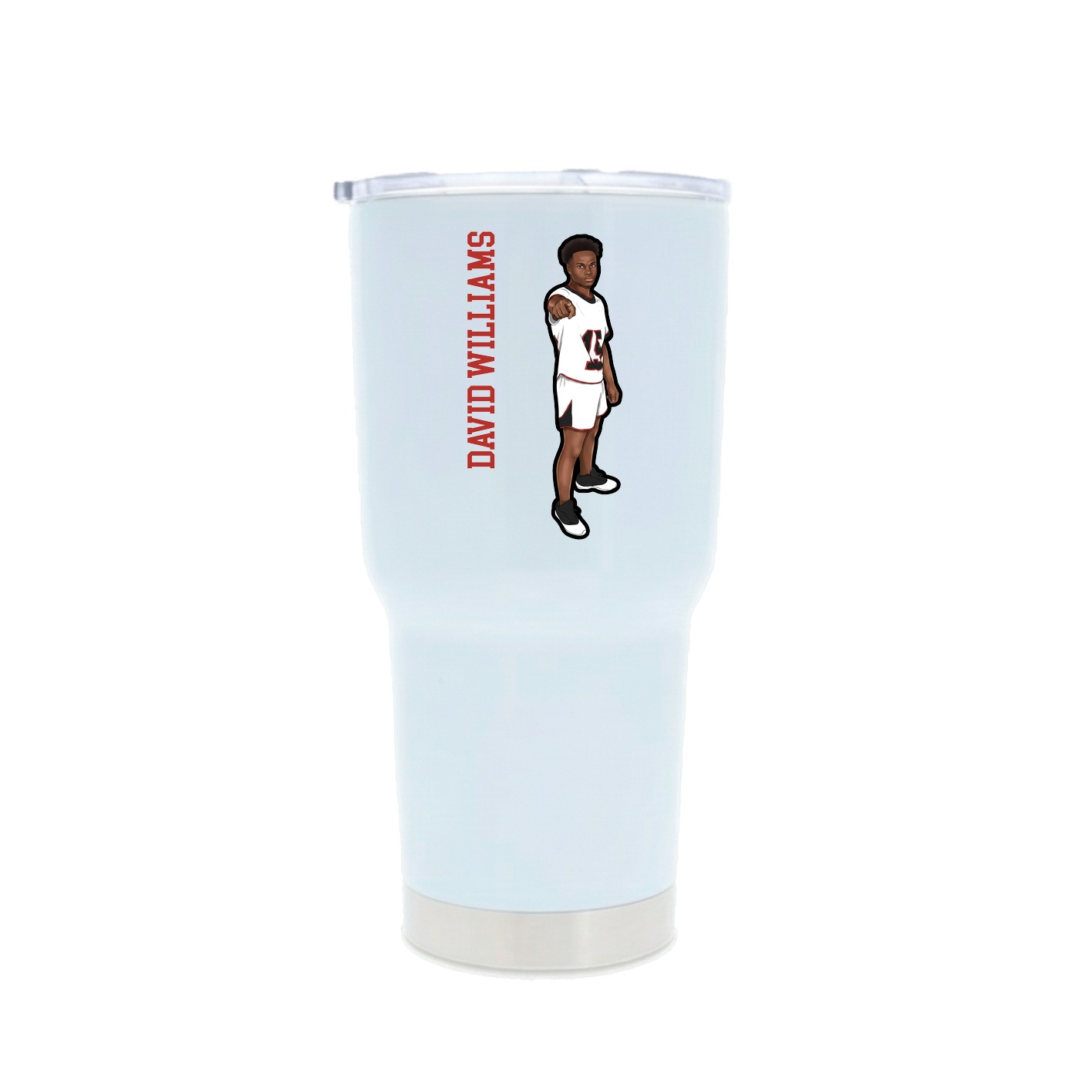 30oz Stainless Steel Tumbler — Name Vertical in White