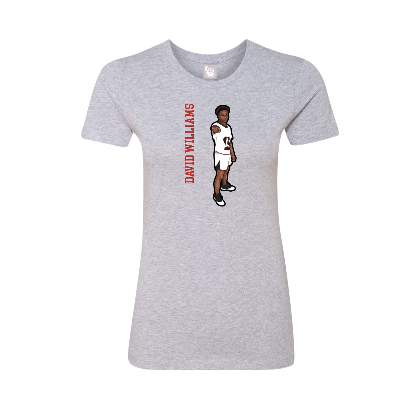 Womens Tee — Name Vertical in Grey