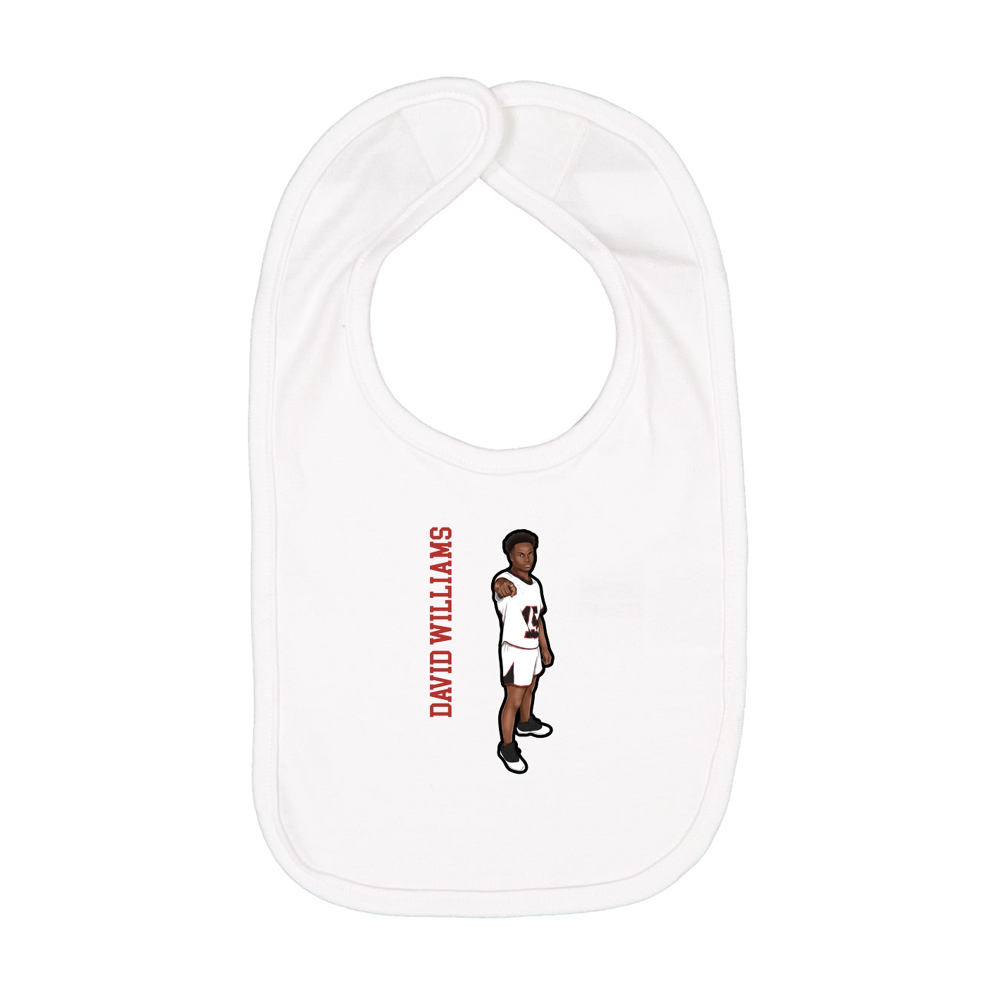 Infant Bib — Name Vertical in White