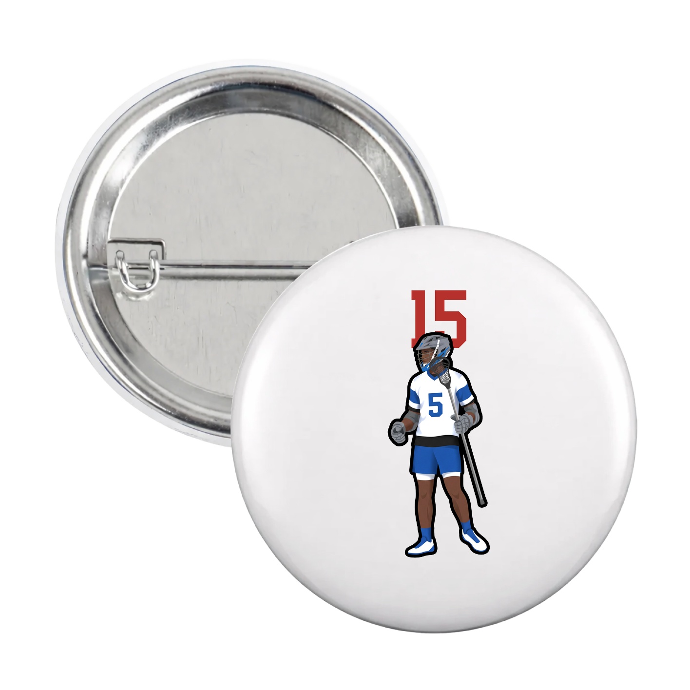 Game Day Button — Number Top in White